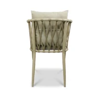 Silla Holbox metálica de acero tubular inoxidable, pintura electroestática. Asiento con cojín desmontable y respaldo tejido con cinta tipo agujeta. Ideal para el sector Horeca.