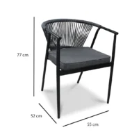 Silla Melodi metálica de acero tubular inoxidable, pintura electroestática. Asiento con cojín desmontable y respaldo tejido con cinta tipo agujeta. Ideal para el sector Horeca.