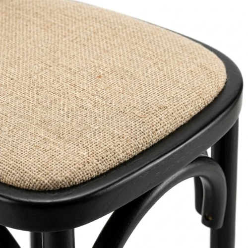 Banco para barra Frida de madera de pino con asiento tapizado. Ideal para el sector horeca.