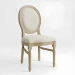 Silla Luis XV de resina con respaldo y asiento tapizado. Ideal para eventos en el exterior.