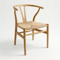 Silla Wishbone de Resina, asiento tejido con cordón de alta resistencia. Silla para eventos.